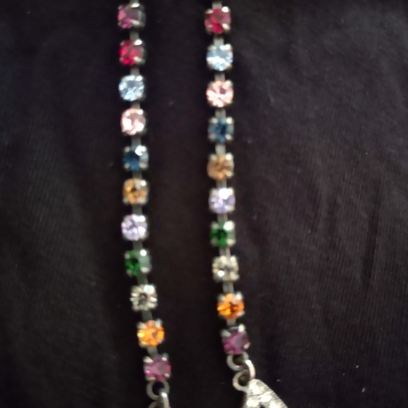 Vintage multi color rhinestone necklace - Picture 6 of 7